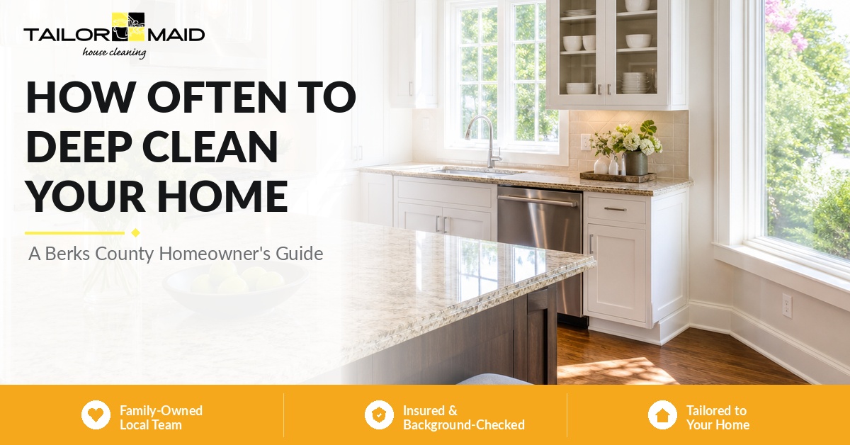 Infographic about deep cleaning frequency for Berks County homeowners - Tailor Maid House Cleaning