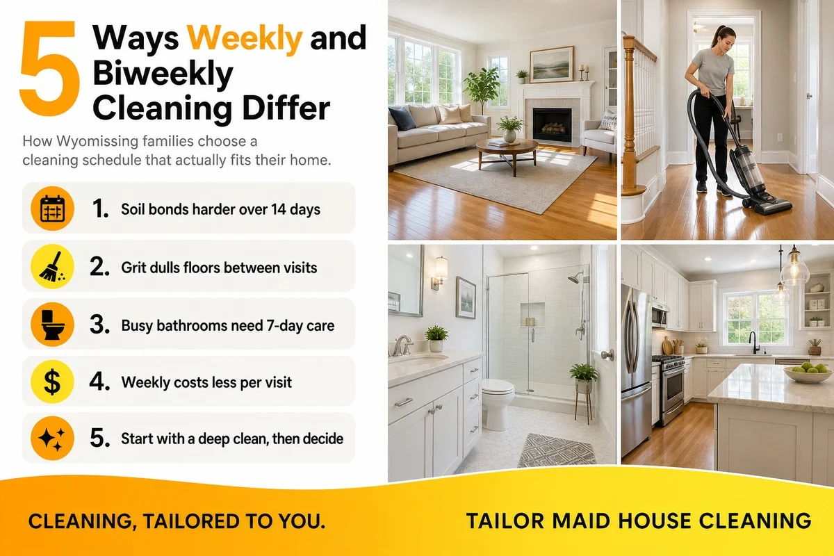 Weekly vs biweekly cleaning in Wyomissing - Tailor Maid House Cleaning